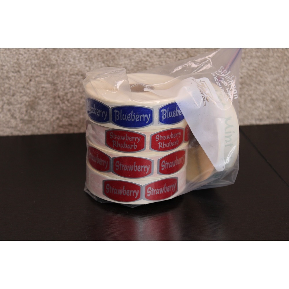 Assorted‎ Food Jar Labels Blueberry Strawberry Rhubarb Mint Canning Stickers Lot